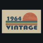 Born in 1964 vintage 60th birthday rectangular sticker<br><div class="desc">You can add some originality to your wardrobe collection with this vintage classic birthday graphic design with awesome typography font lettering, It is a great gift for men, women, husbands, wife, girlfriend, and a boyfriend who will love this one-of-a-kind artwork. The best amazing and funny holiday present for your happy...</div>