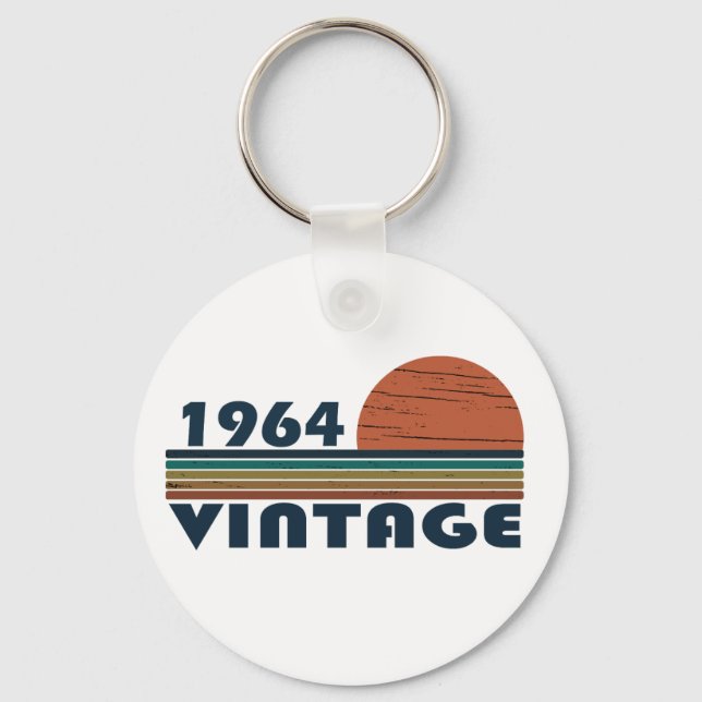 Born in 1964 vintage birthday key ring (Front)