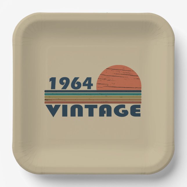 Born in 1964 vintage birthday paper plate (Front)