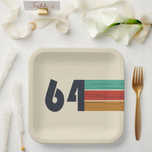 born in 1964 vintage birthday paper plate