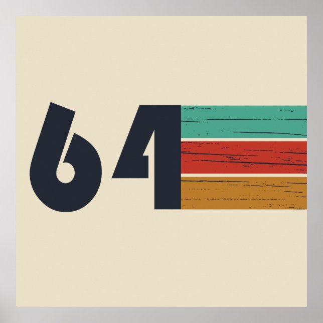 born in 1964 vintage birthday poster (Front)