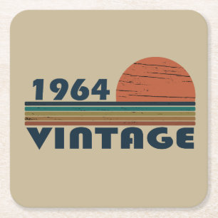 Born in 1964 vintage birthday square paper coaster