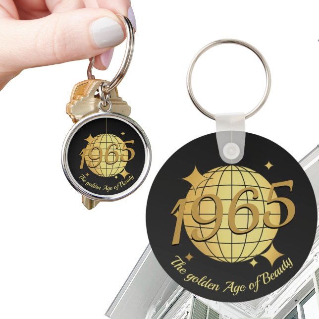 Born in 1965 60th birthday black gold gift key ring (Creator Uploaded)