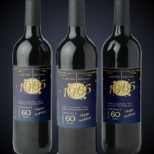 Born in 1965 60th birthday party wine bottle label