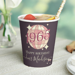 Born in 1965 60th birthday retro party decor paper cups