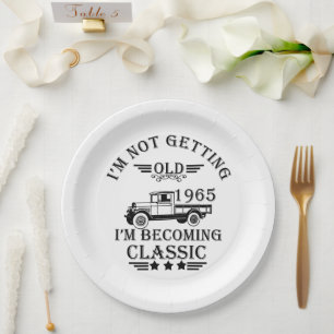 Born in 1965 elegant vintage birthday party paper plate