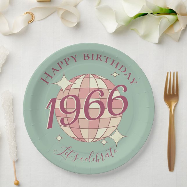 Born in 1966 60th birthday party decor Paper Plate (Creator Uploaded)