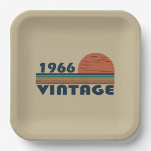 Born in 1966 vintage birthday paper plate