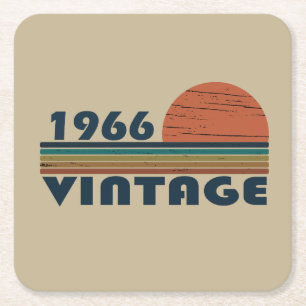 Born in 1966 vintage birthday square paper coaster