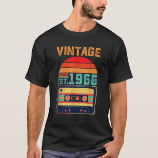 Born In 1966 Vintage Est 1966 Cassette 55th Birthd T-Shirt