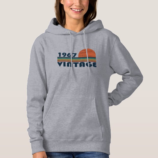 Born in 1967 vintage birthday gift hoodie (Front)