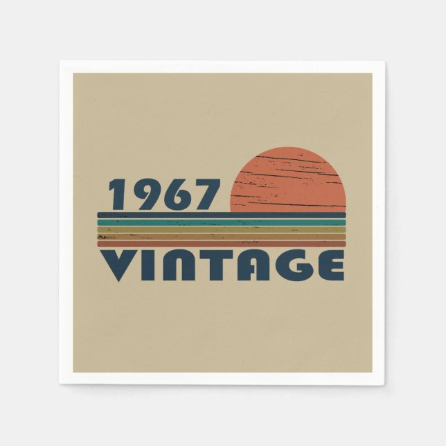 Born in 1967 vintage birthday party napkin (Front)