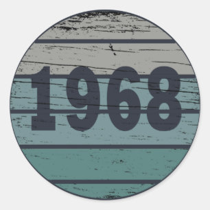 Born in 1968 vintage birthday gift classic round sticker
