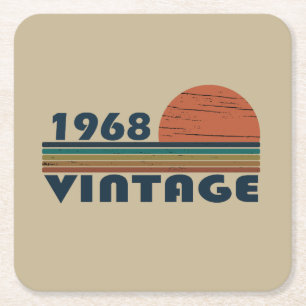 Born in 1968 vintage birthday square paper coaster
