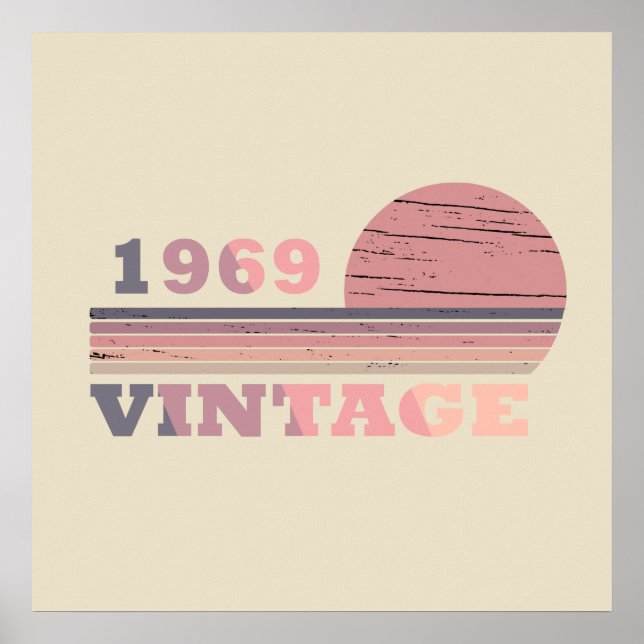 Born in 1969 vintage birthday gift ideas poster (Front)