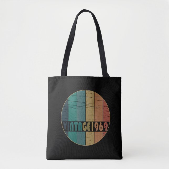 Born in 1969 vintage birthday gift tote bag (Front)
