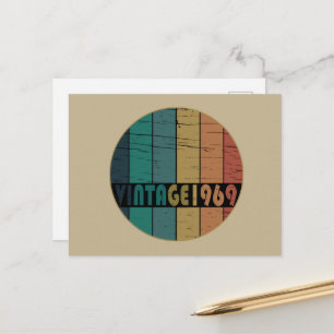 Born in 1969 vintage birthday holiday postcard