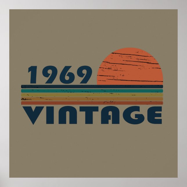 Born in 1969 vintage birthday poster (Front)