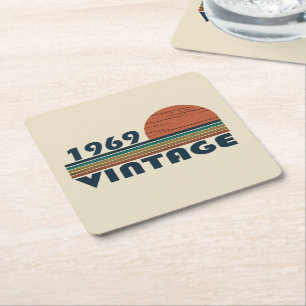 Born in 1969 vintage birthday square paper coaster