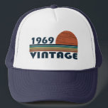 Born in 1969 vintage birthday trucker hat<br><div class="desc">You can add some originality to your wardrobe with this limited edition original birthday sunset distressed vintage retro-looking design with awesome typography font lettering, is a great gift idea for men, women, husband, wife girlfriend, and a boyfriend who will love this one of a kind artwork. The best amazing and...</div>