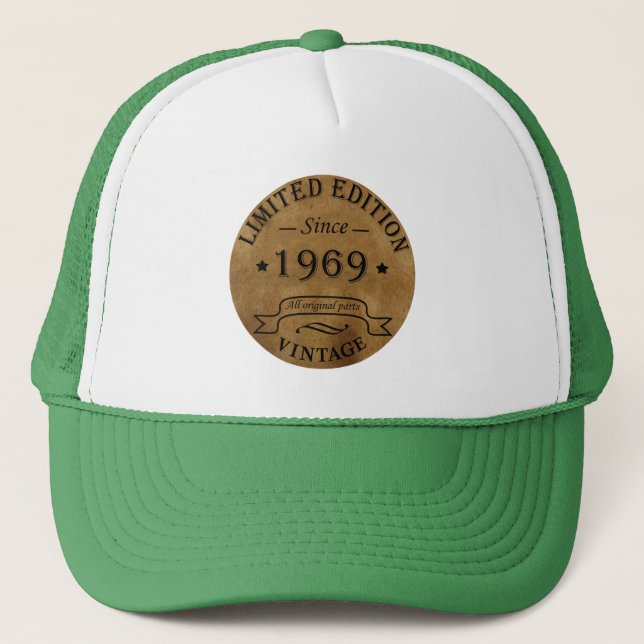 Born in 1969 vintage classic trucker hat (Front)