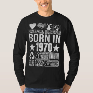 Born In 1970 Content Warning Label Barcode Birthda T-Shirt