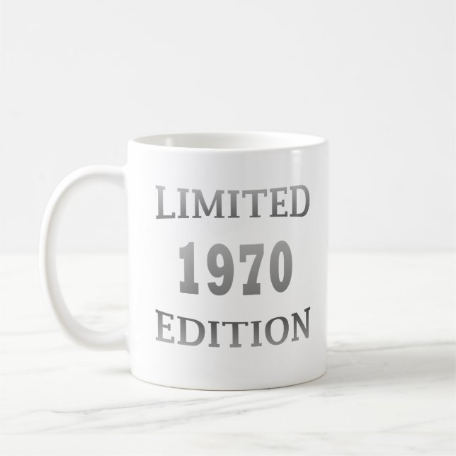 born in 1970 limited edition birthday coffee mug (Left)