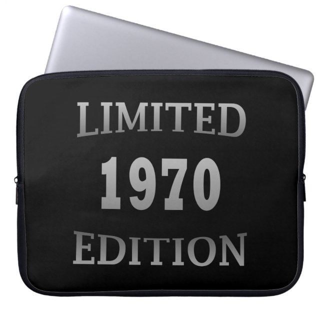 born in 1970 limited edition birthday gift laptop sleeve (Front)