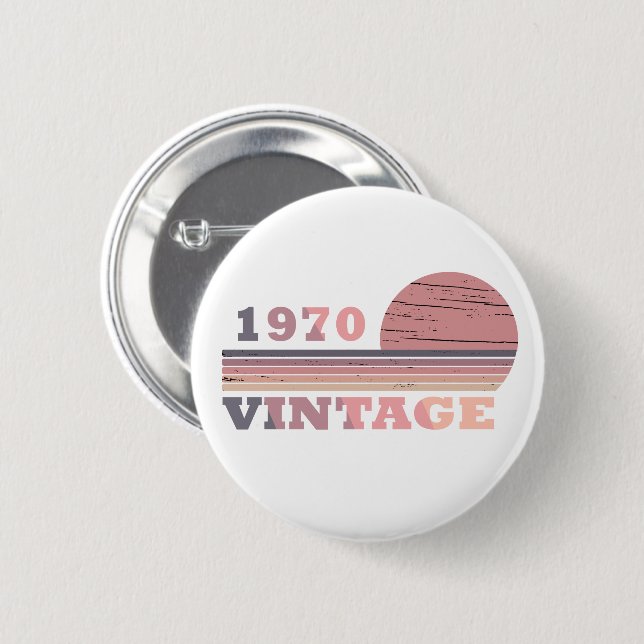 Born in 1970 vintage birthday gift 6 cm round badge (Front & Back)