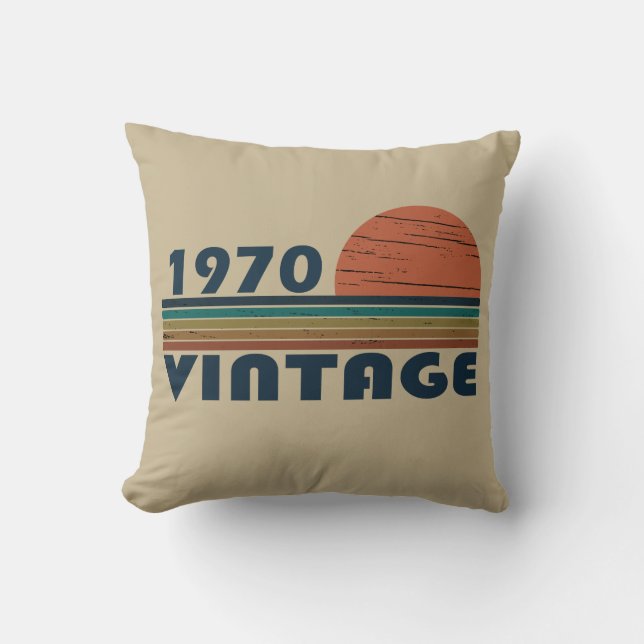 Born in 1970 vintage birthday gift cushion (Front)