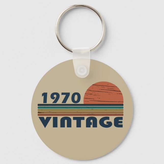 Born in 1970 vintage birthday gift key ring (Front)