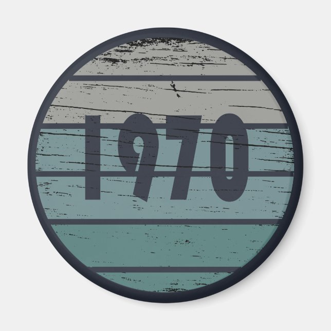 Born in 1970 vintage birthday gift magnet (Front)