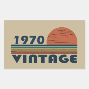 Born in 1970 vintage birthday gift rectangular sticker