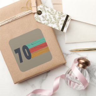 Born in 1970 vintage birthday gift square sticker