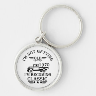 born in 1970 vintage birthday mens gift key ring