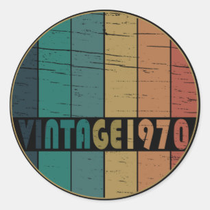 Born in 1970 Vintage Birthday Party Gift Classic Round Sticker