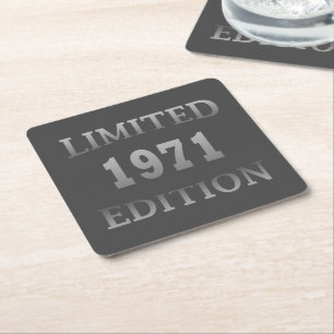 Born in 1971 birthday gift square paper coaster