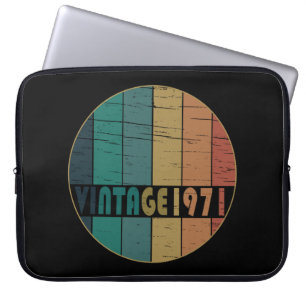 Born in 1971 colourful vintage style birthday gift laptop sleeve