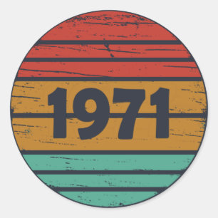 Born in 1971 vintage birthday classic round sticker
