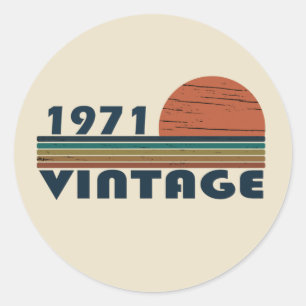 Born in 1971 vintage birthday gift classic round sticker