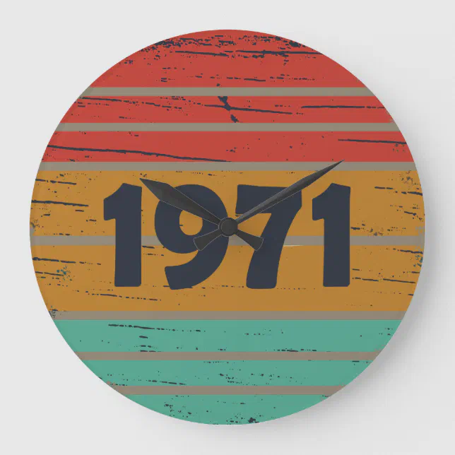 Born in 1971 vintage birthday gift large clock Zazzle