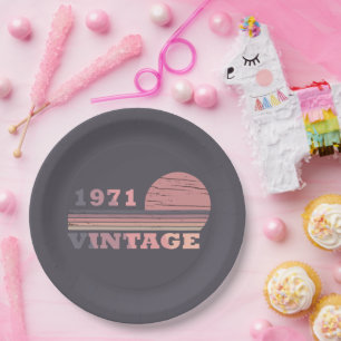 born in 1971 vintage birthday gift paper plate