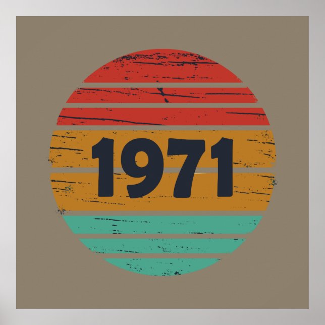 Born in 1971 vintage birthday gift poster (Front)