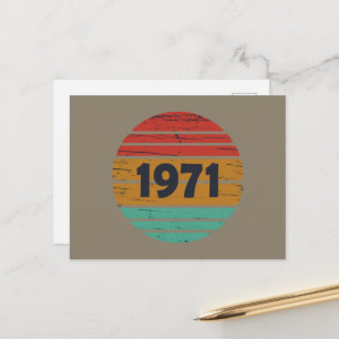 Born in 1971 vintage birthday holiday postcard