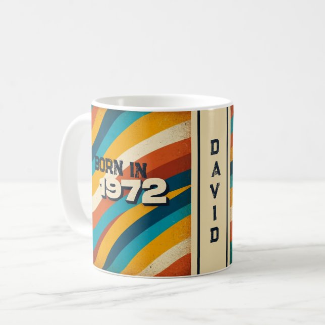 Born in 1972 Personalised Mug - 70s Groovy Stripes (Front Left)