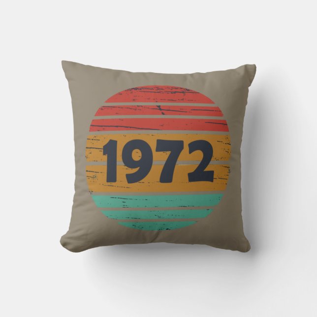 Born in 1972 vintage birthday gift cushion (Front)