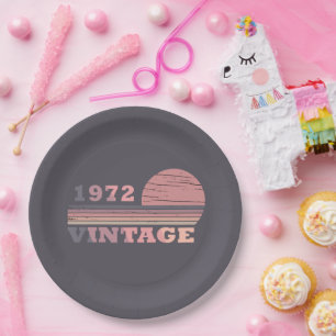 Born in 1972 vintage birthday gift paper plate