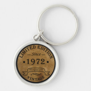 born in 1972 vintage birthday key ring