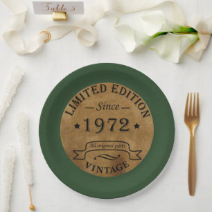 born in 1972 vintage birthday paper plate