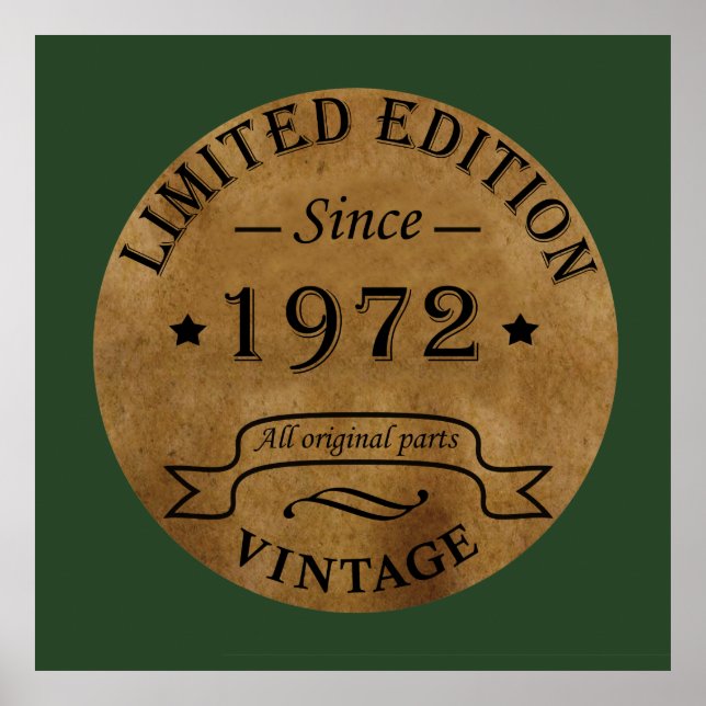 born in 1972 vintage birthday poster (Front)